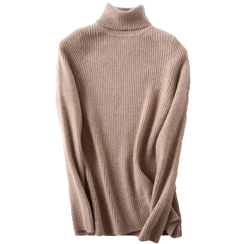 Merino Wool Turtleneck Women Sweater Autumn Winter Warm Soft Pullover Femme Cashmere - xinnzy