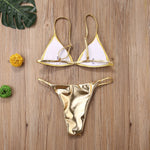 Women Gold Bikinis Set Summer Padded Triangle