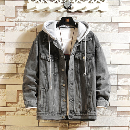 Soft Hooded Denim Jacket Men Casual Jean Jackets