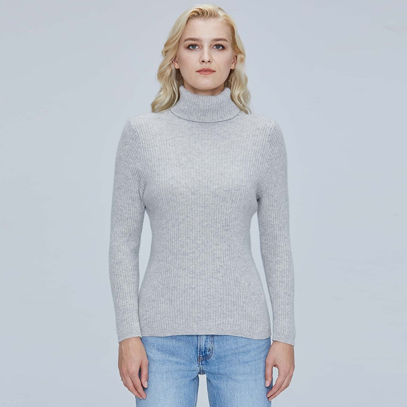 Merino Wool Turtleneck Women Sweater Autumn Winter Warm Soft Pullover Femme Cashmere - xinnzy