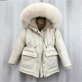 2023 Women's Thick Warm  Cotton Padded Fur Jacket with Big Fur Collar Stylish for Winter