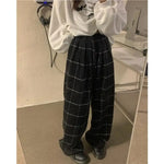 Trendy Harajuku Plaid Wide Leg Pants Y2K Gothic Trousers