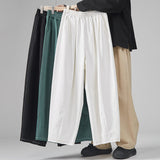 Men Pants Oversize Cotton Trousers Solid Color Fashion Men Jogging Pants Korean Vintage - xinnzy