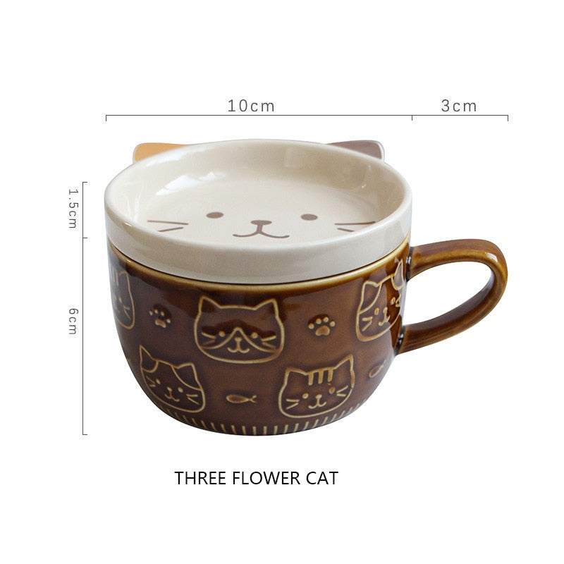 Ceramics Cute Cat Cup Gift Household Cartoon Kawaii - xinnzy