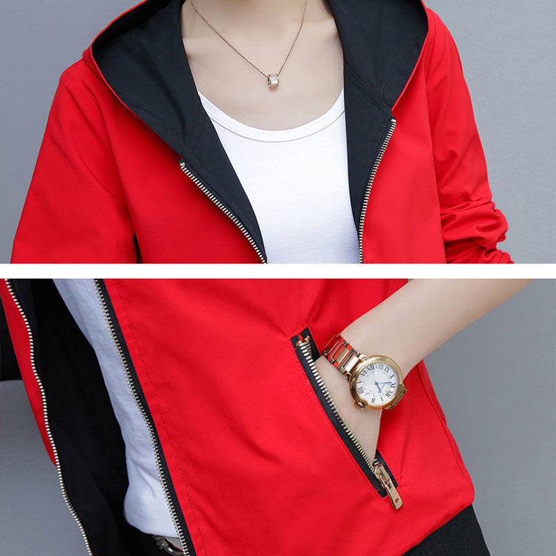 Jacket Hooded Outerwear Women Coat Zip Casual