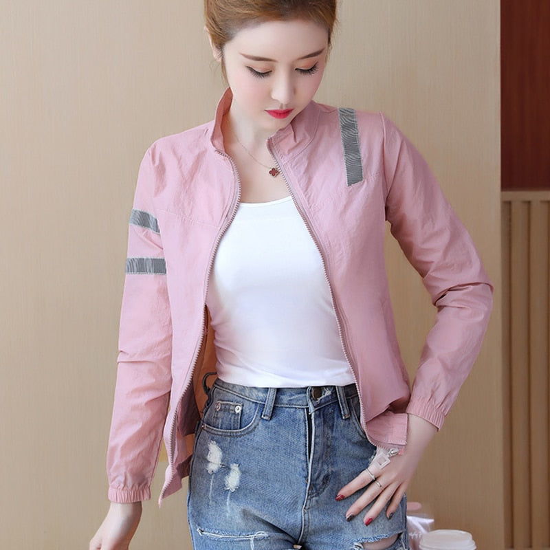 Women Jacket Clothes Zipper Baseball Cardigan Outerwear