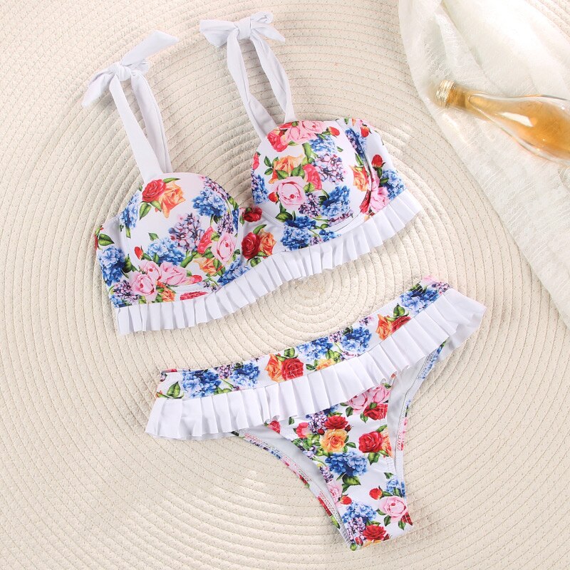 Bikini Floral Badeanzug Frauen Badeanzüge Bikini Set Print Bademode Weiblich