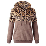 Women Hoodies Leopard Zipper Tops Long Sleeve