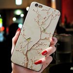 Relief Flower Emboss Silicone Case For iPhone Back Cover