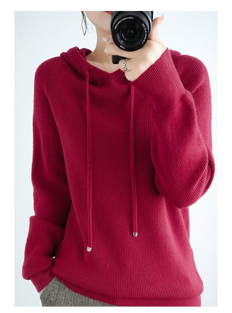 Thick Sweatshirts Hoodies Women Solid Knitted Pullovers