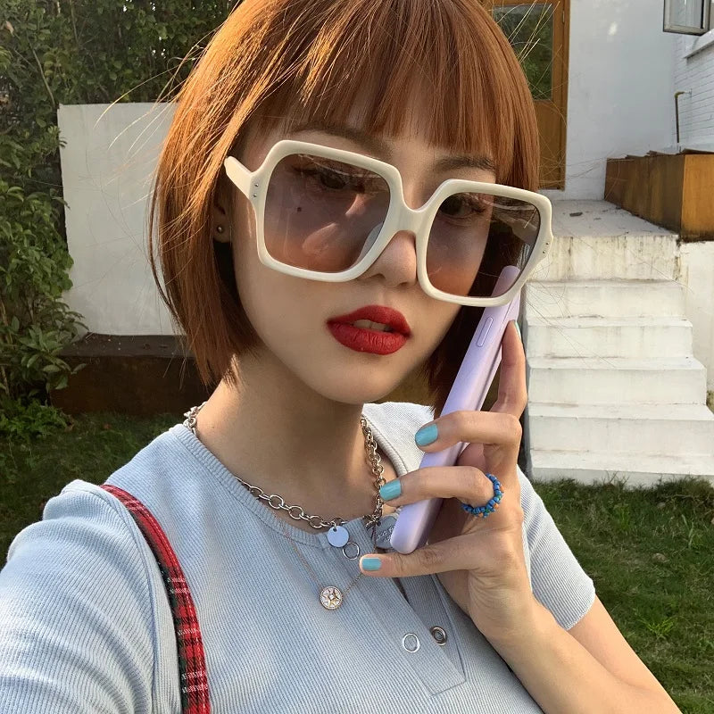 1970s Vintage DISCO Style Square Oversized Translucent Sunglasses