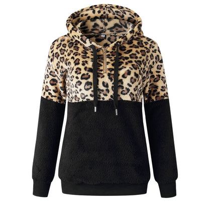 Frauen Hoodies Leopard Reißverschluss Tops Langarm