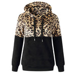 Women Hoodies Leopard Zipper Tops Long Sleeve