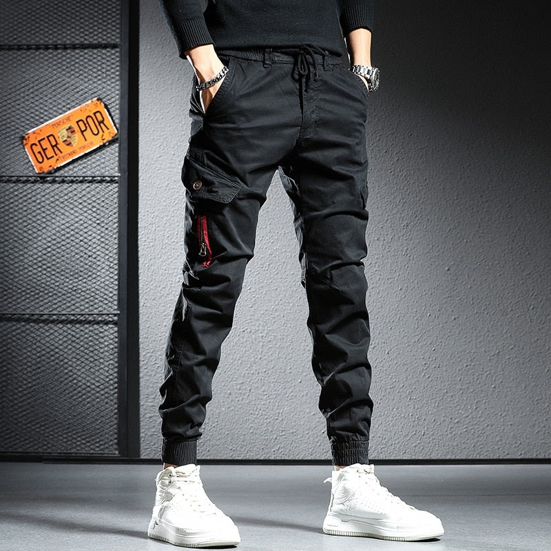 Men's Cotton Tactical Cargo Pants Streetwear Slim Fit Joggers