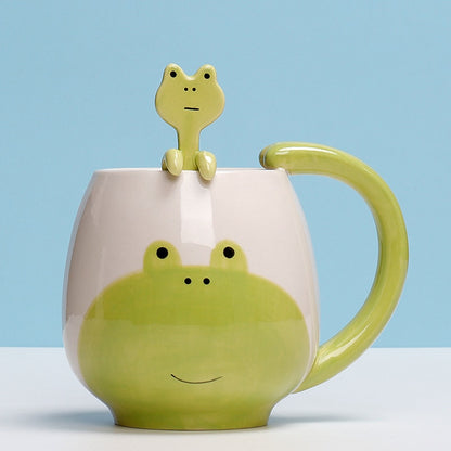 Mug Cartoon Lovely Panda Frog Cat Fox Pig Include spoon