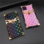 Luxury Square Case for iPhone  Fashion Heart Glitter Bee Cover Phone