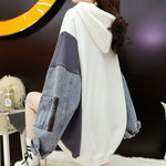 Women Hoodies Patchwork Pullovers Casual Streetwear