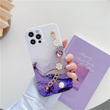Handyhülle mit Marmor-Perlen-Liebes-Herz-Armband für iPhone, bunt