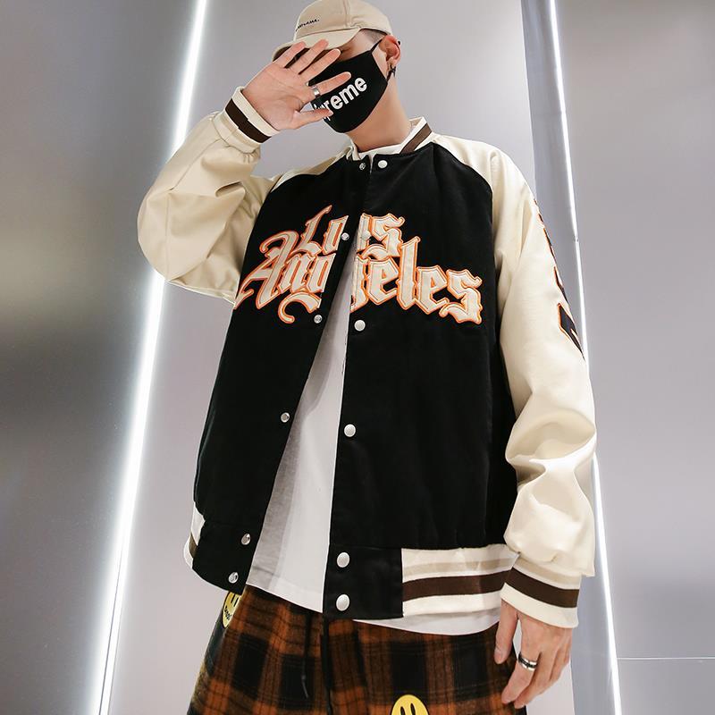 New Hip Hop Trend Letter Stitching Baseball Jacket Men Street Fashion