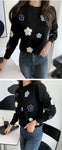 Women Sweater Pullover Korean Floral Emobroidery