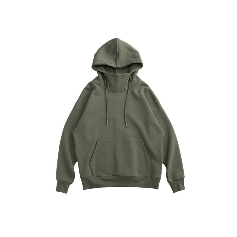 Hoodies Men Winter Warm High Collar Oversized Hoodies Unisex Hooded Sweatshirts - xinnzy