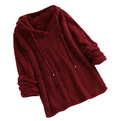 Women Hoodies Long Sleeve Plush Fluffy Pullover