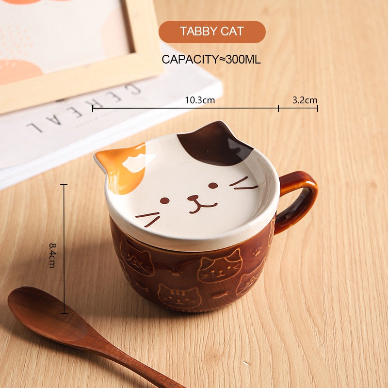 Ceramics Cute Cat Cup Gift Household Cartoon Kawaii - xinnzy