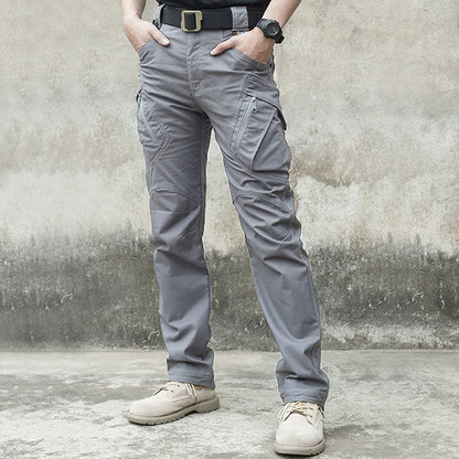 Mens Pants Elastic Multiple Pocket Military Waterproof