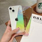 Fashion Rainbow Laser Phone Case For iPhone Clear