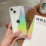 Fashion Rainbow Laser Phone Case For iPhone Clear