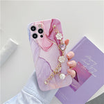 Marble Pearl Love Heart Bracelet Phone Case For iPhone Colorful