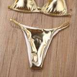 Women Gold Bikinis Set Summer Padded Triangle