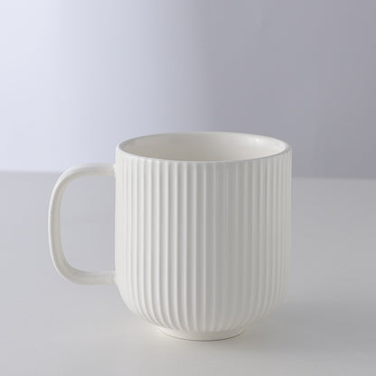 Simple Nordic Style Coffee Mugs Embossed Stripes Pattern Ceramic Water