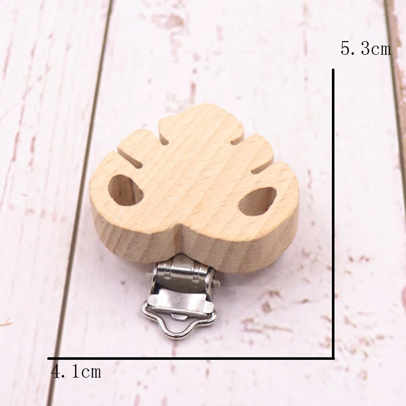 Wooden Baby Teething Clip Heart Animal Shape Holder