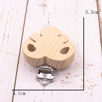 Wooden Baby Teething Clip Heart Animal Shape Holder