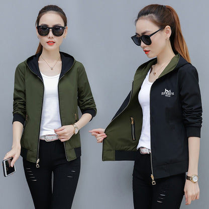 Jacket Hooded Outerwear Women Coat Zip Casual