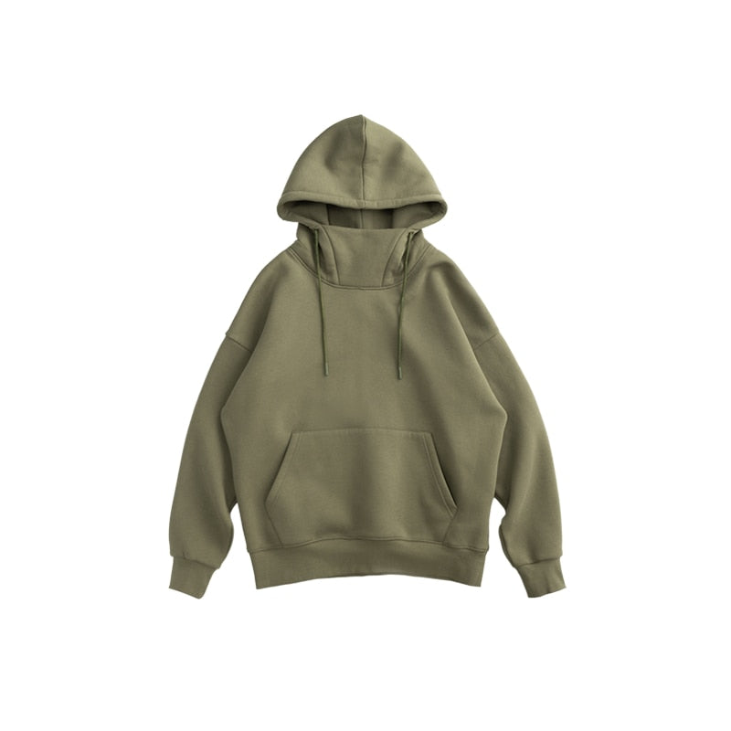 Hoodies Men Winter Warm High Collar Oversized Hoodies Unisex Hooded Sweatshirts - xinnzy