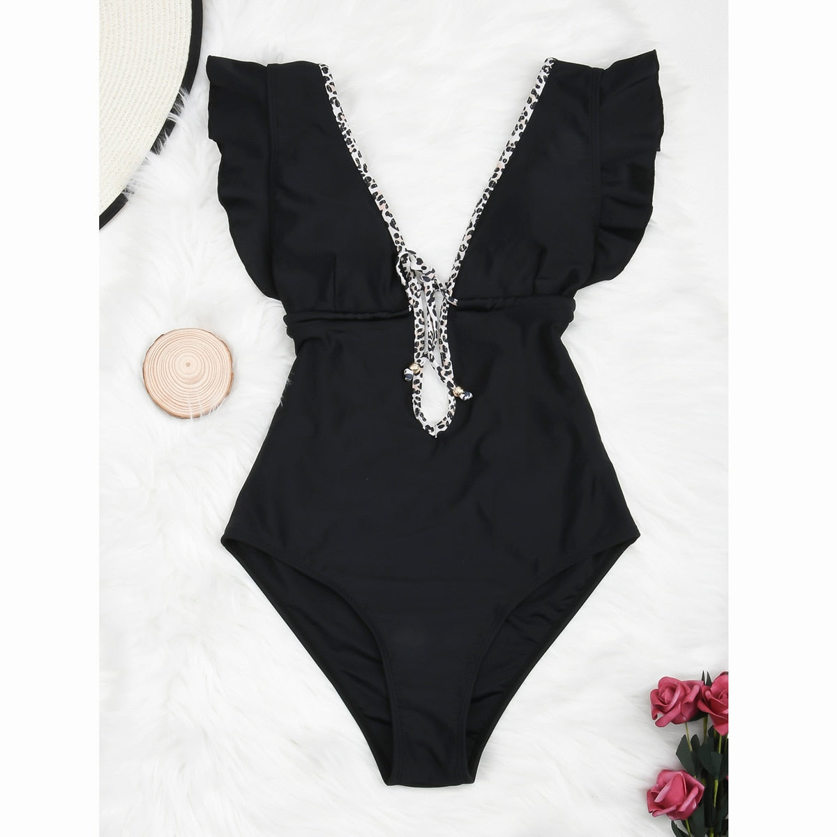 Ruffle Women Sexy One Pieces Swimsuit High Cut Brazilian