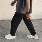 Pleated Straight Pants Men Fashion Elastic Waist Casual Streetwear