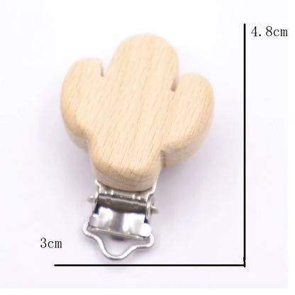 Wooden Baby Teething Clip Heart Animal Shape Holder
