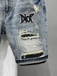 Broken Spring Summer Paste Cloth Embroidery Denim Shorts