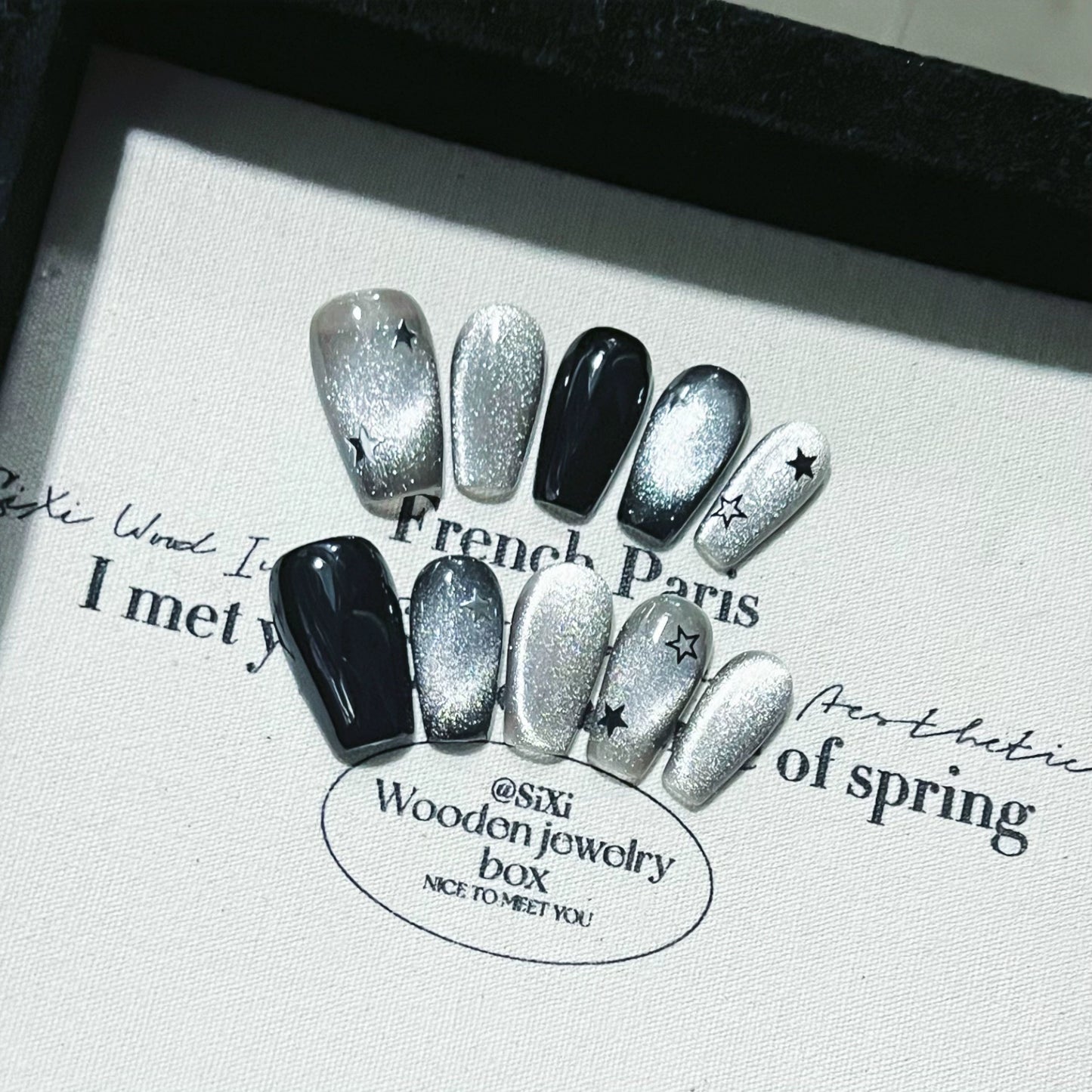 Wear Armor Dark Black Sweet Cool Niche Style Crystal Cat's Eye