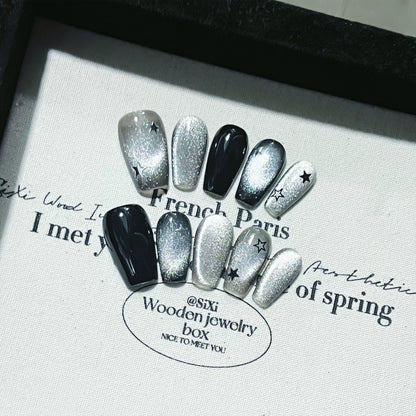 Wear Armor Dark Black Sweet Cool Niche Style Crystal Cat's Eye