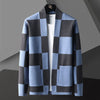 Mens Striped Knit Cardigan Brocade Sweater Cloak Cotton Outwear