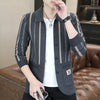 Mens Striped Knit Cardigan Brocade Sweater Cloak Cotton Outwear