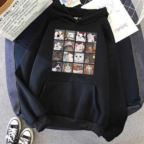 Hoody Hip Hop Crewneck Hoodies Übergroße Fleecepullover