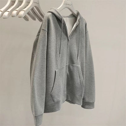 Hoodies Thick  Fashion Women Sweatshirt Coat Solid Color Baggy Casual Clothes