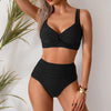 Womens Black Bikini Set High Cut Push Up Padded Two Piece Swimsuit