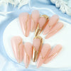 10pcs Gold Metallic 3D Press-On Almond Fake Nails