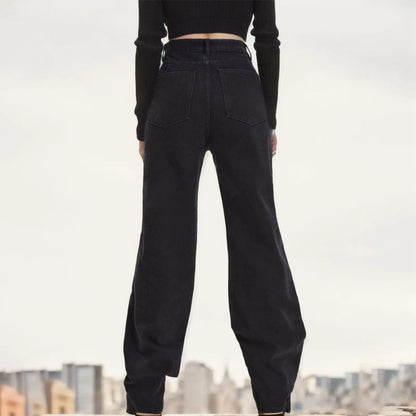 Womens Butterfly Print Jeans High Waist Straight Denim